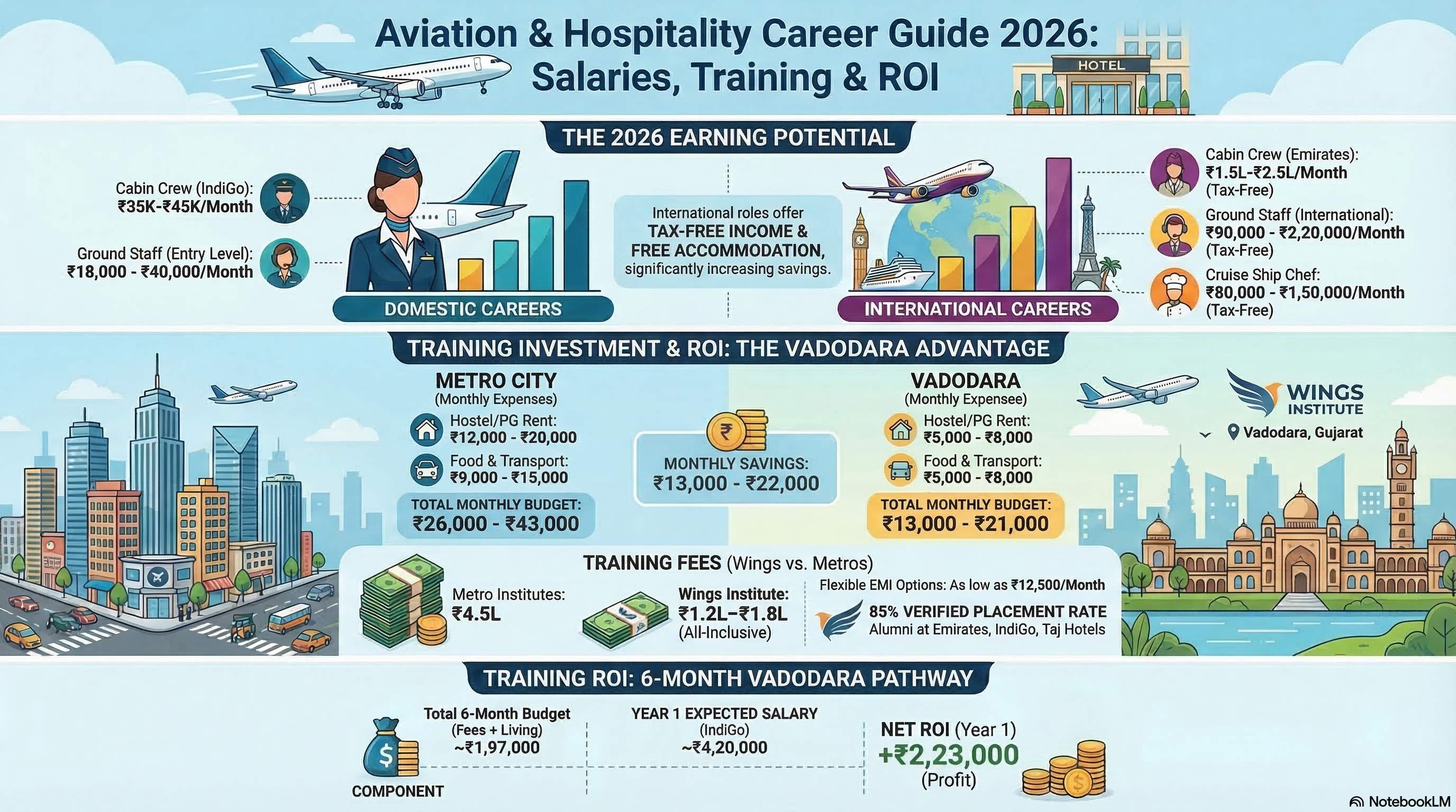 Ground Staff Course Fees with Hostel 2026: Complete Training Cost & Accommodation Guide - Ground Staff career guide from Wings Institute Vadodara Gujarat